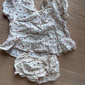 Rylee + Cru Cream and Red Diaper Cover Set